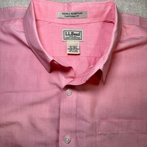 L.L.Bean‎ Men's XL Tall Pink Wrinkle Resistant Traditional Fit Shirt